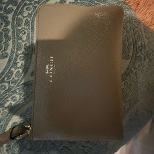 Leather Gray Coach Wristlet